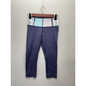 Lululemon Wunder‎ Under Crop Leggings Blue Gray Size 4